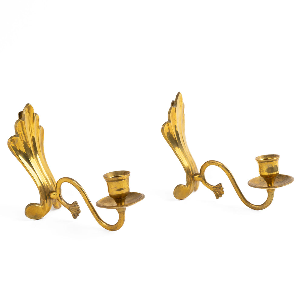 Vintage Brass Wall Sconces - Pair of Classic Taper Candle Holders
