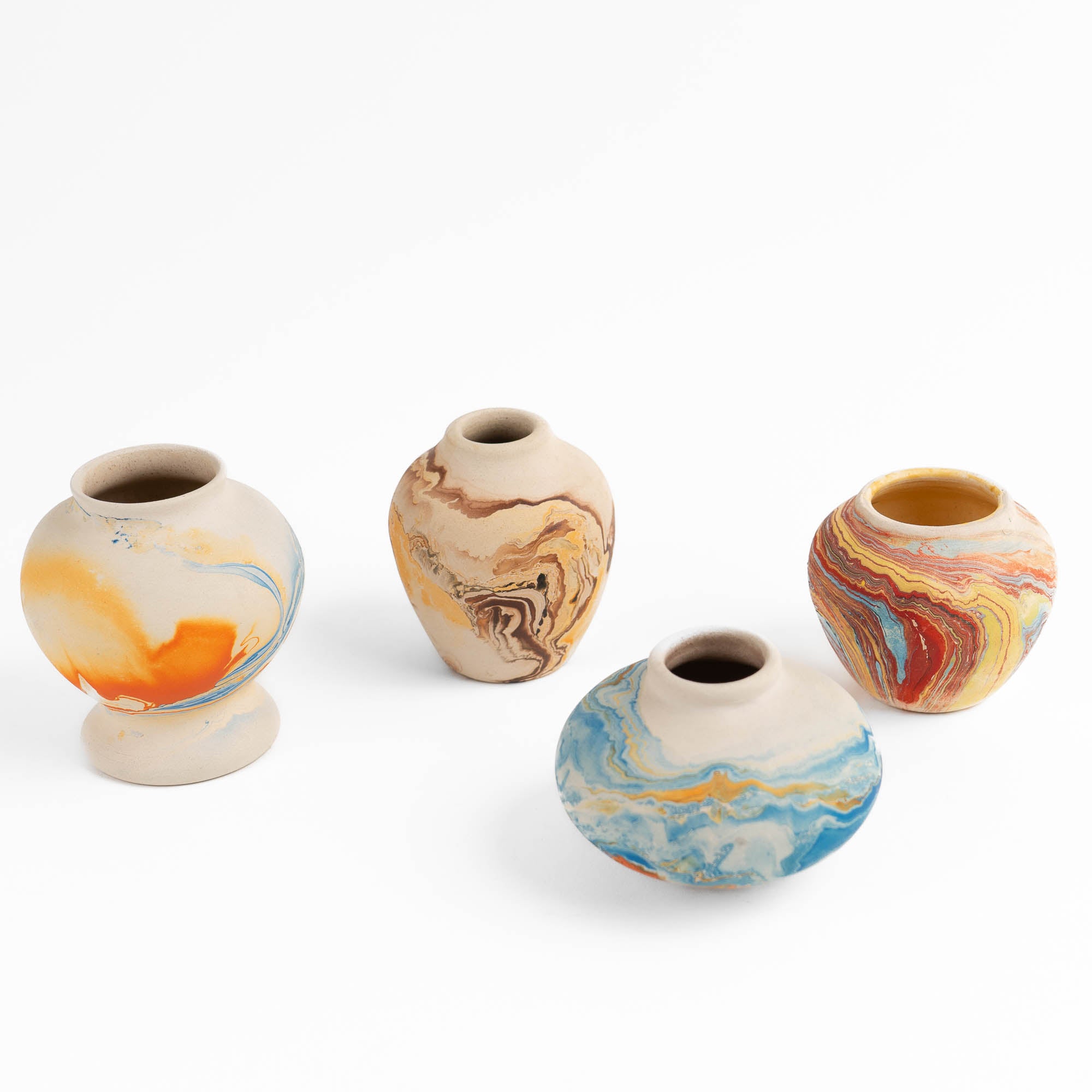 NEMADJI POTTERY ヴィンテージ　アメリカ マーブル Vintage Miniature Nemadji Pottery Vase Collection - Set of 4