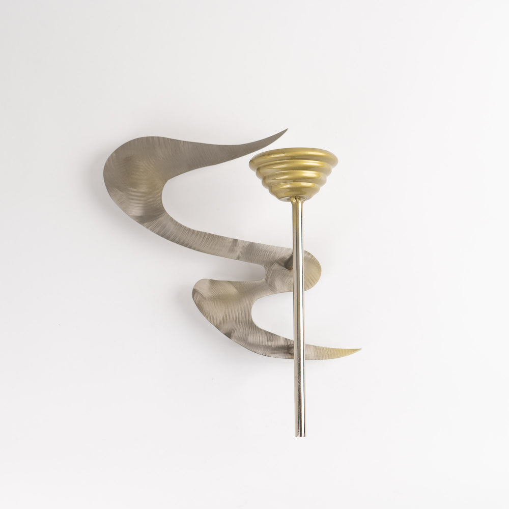 
                  
                    Vintage pair of signed Curtis Jere metal wall sconce candle holders from 1990
                  
                