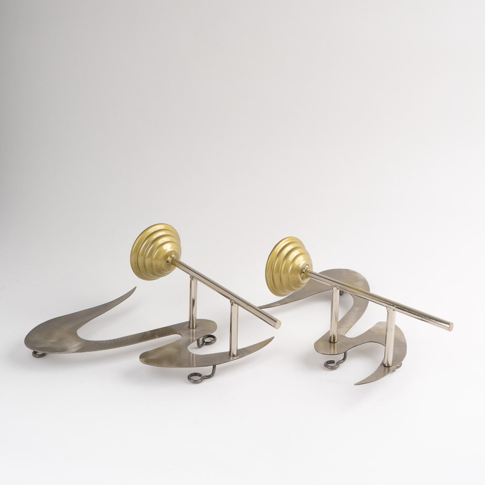 
                  
                    Vintage pair of signed Curtis Jere metal wall sconce candle holders from 1990
                  
                
