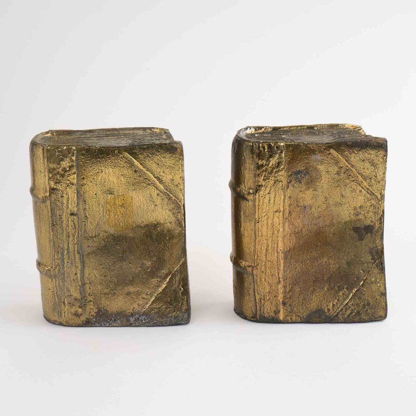 Pair of vintage brass bookends shaped like books