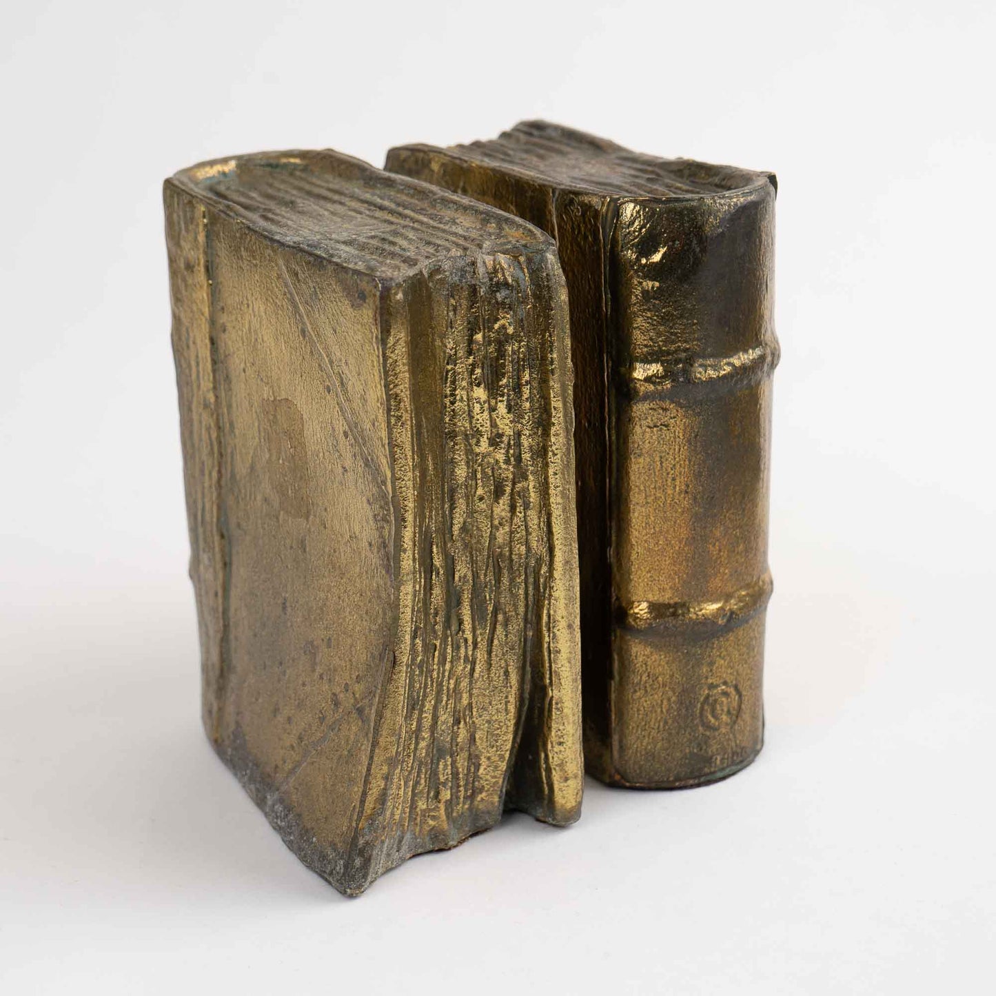 Pair of vintage brass bookends shaped like books