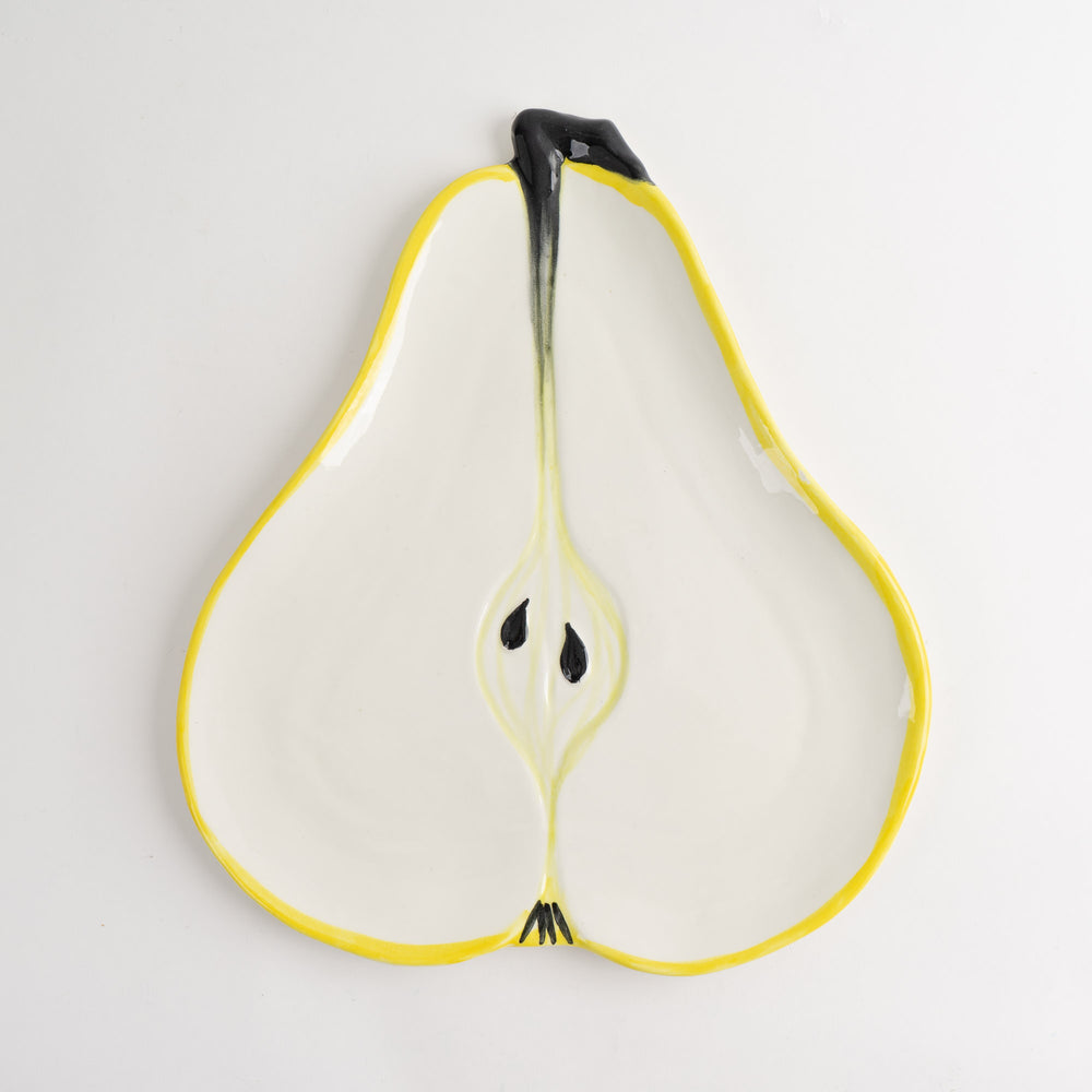 
                  
                    Vintage hand-painted pear-shaped ceramic plates designed by Ernestine Cannon and made in Salerno, Italy
                  
                