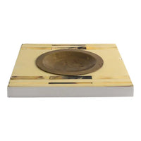 Vintage square horn inlay catchall with round brass ashtray center