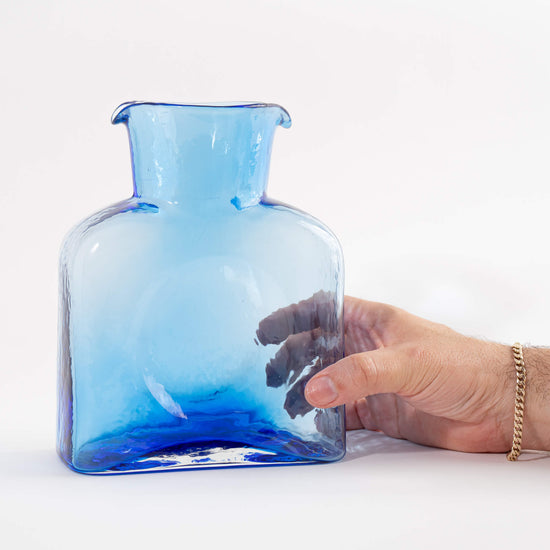 Vintage Blenko Glass Company Water Bottle Pitcher Classic 384 - Blue Glass