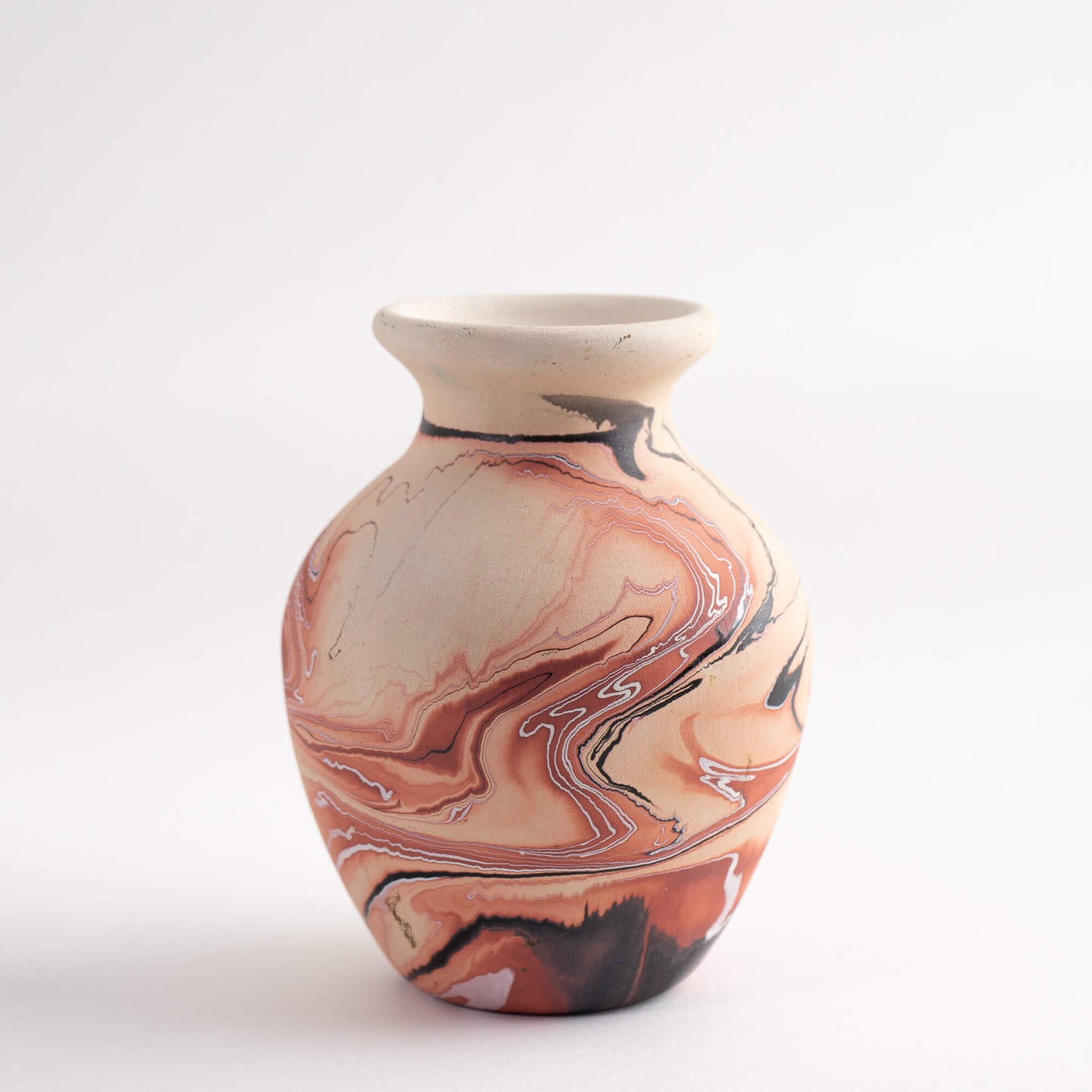 Vintage Tan and Brown Nemadji Pottery Vase