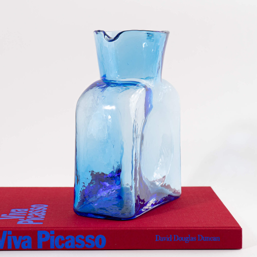 
                      
                        Vintage Blenko Glass Company Water Bottle Pitcher Classic 384 - Blue Glass
                      
                    