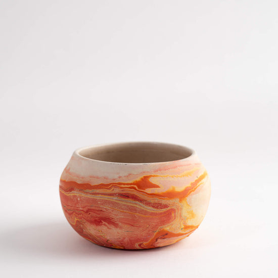 Vintage Orange Swirl Nemadji Pottery Bowl