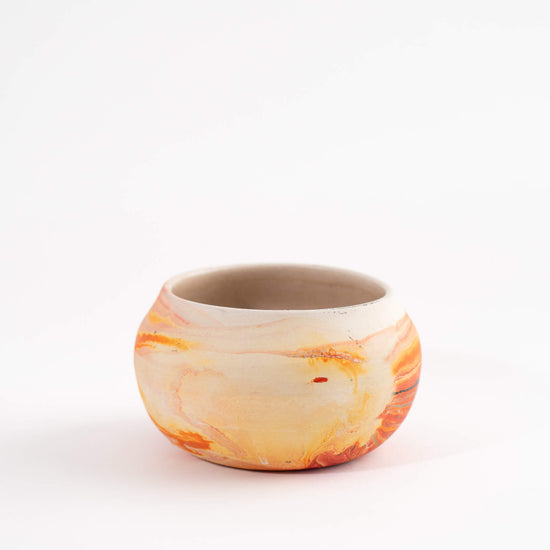 Vintage Orange Swirl Nemadji Pottery Bowl