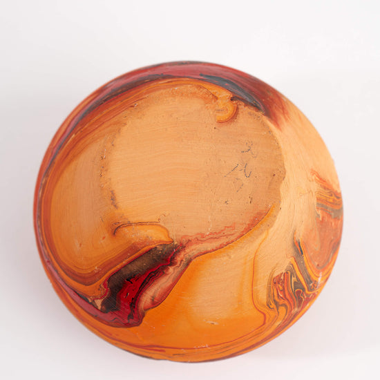 Vintage Swirled Orange Red Nemadji Pottery Vase