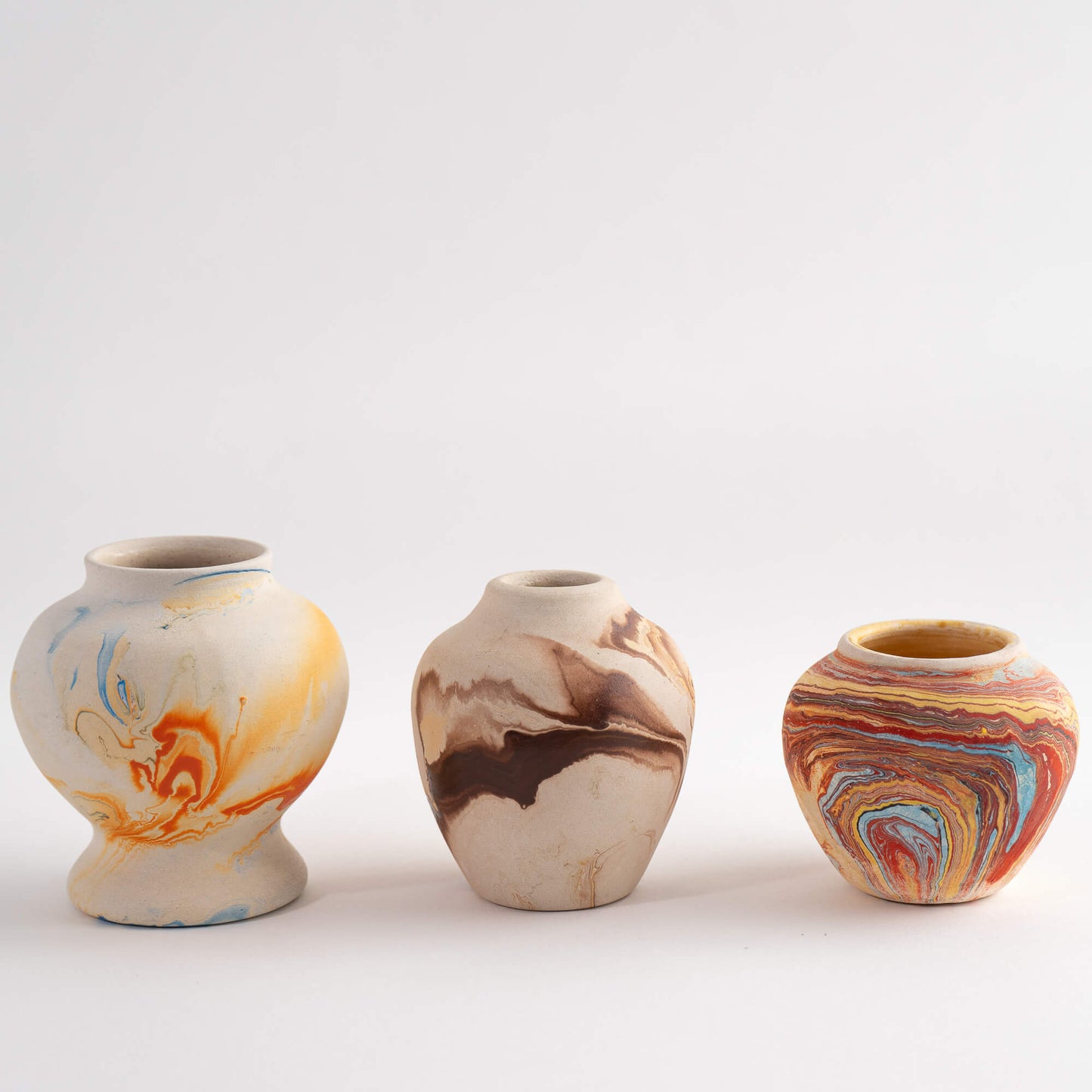 Vintage Miniature Nemadji Pottery Vase Collection - Set of 3 