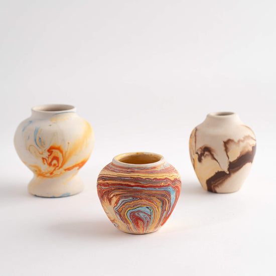 Load image into Gallery viewer, Vintage Miniature Nemadji Pottery Vase Collection - Set of 3 
