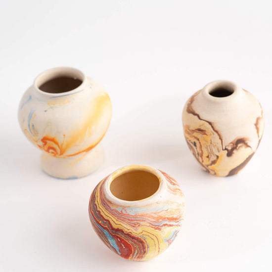 Load image into Gallery viewer, Vintage Miniature Nemadji Pottery Vase Collection - Set of 3 
