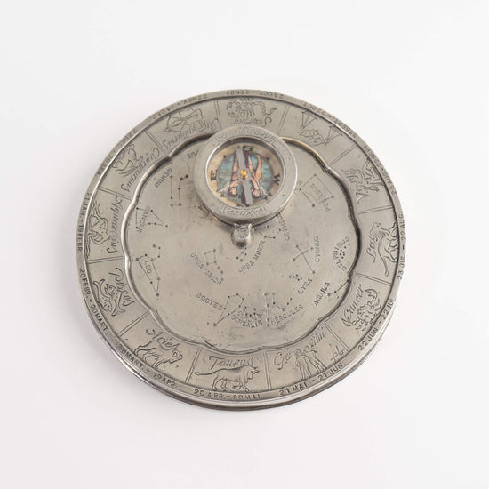 Load image into Gallery viewer, vintage Italian pewter astrology wheel
