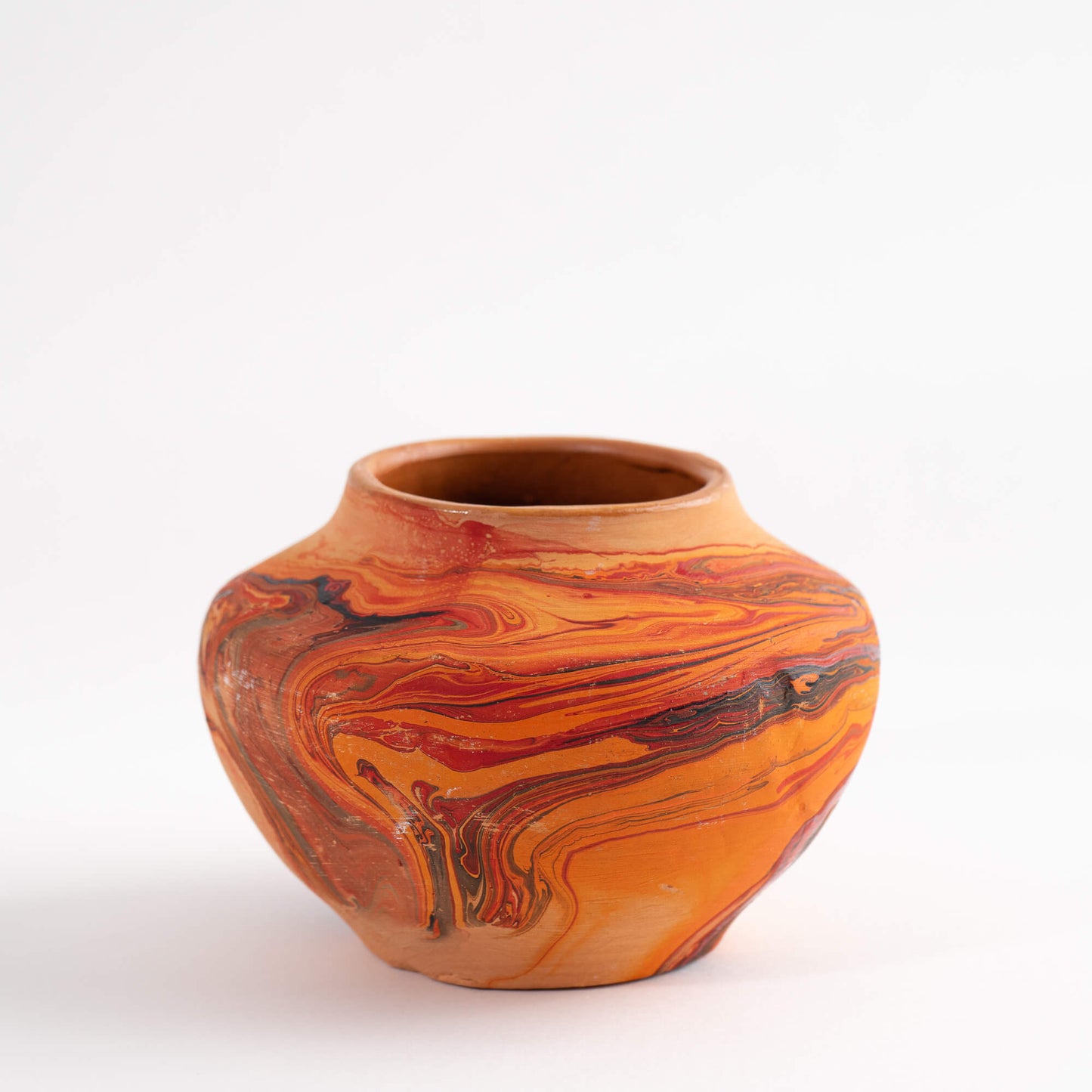vibrant red and orange nedmadji pottery vase