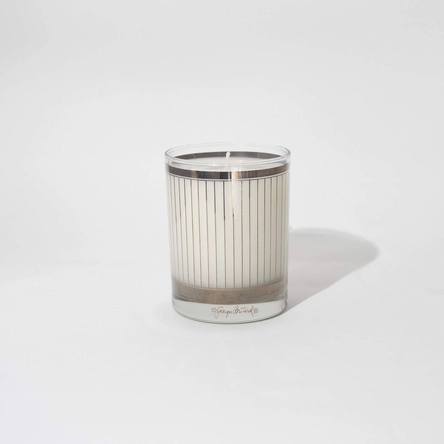 Load image into Gallery viewer, Vintage Georges Briard Silver Stripe Old Fashioned Glass Luxury Candle
