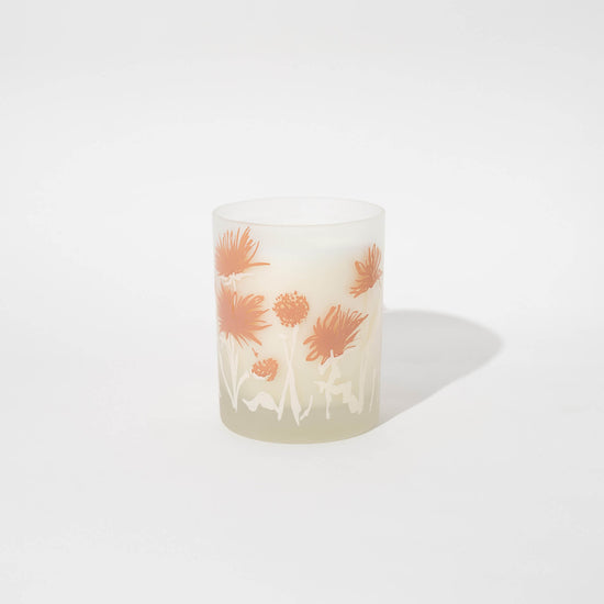 vintage old fashioned cocktail Georges Briard frosted floral candle