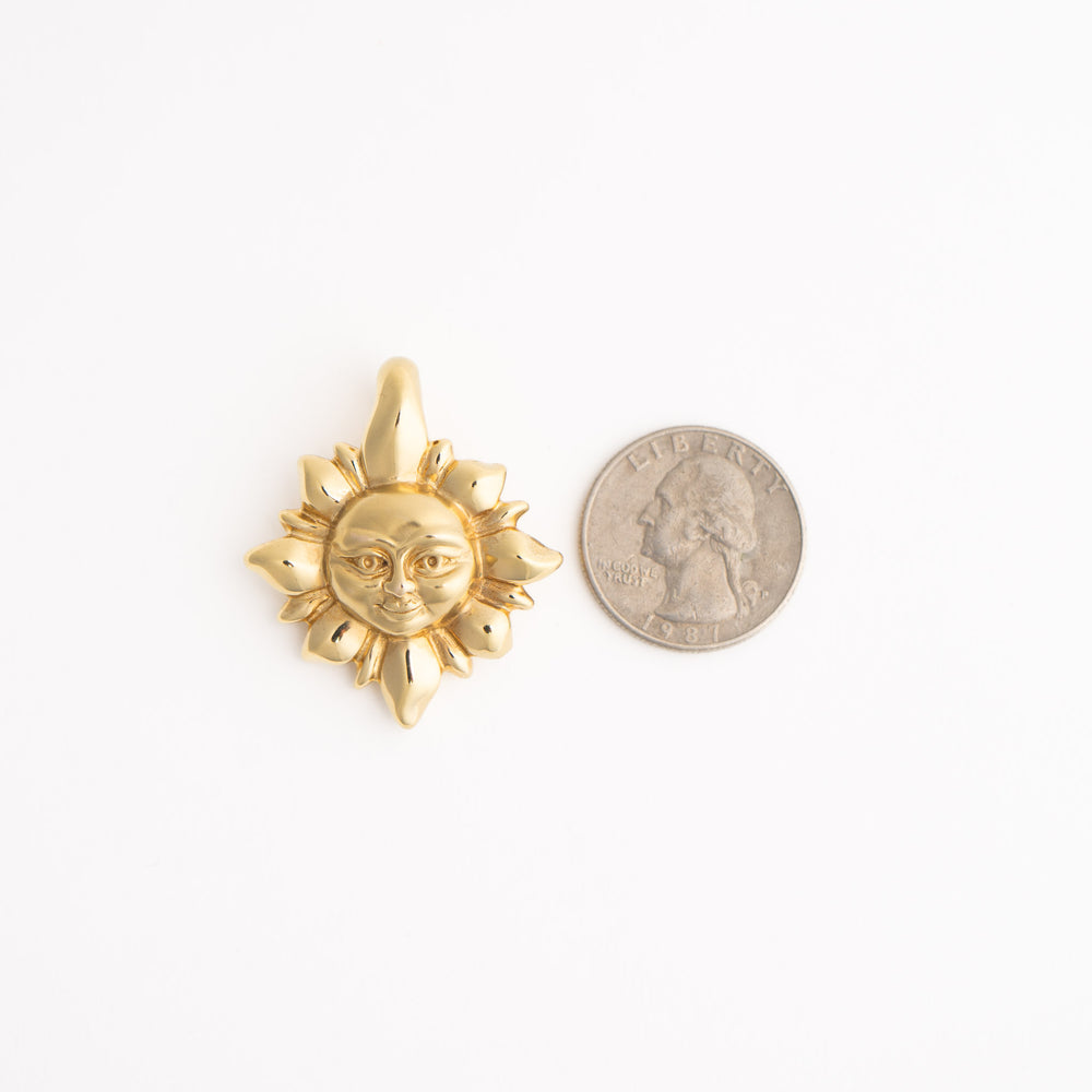 
                  
                    vintage 14k gold puffy smiling cosmic sun pendant 
                  
                