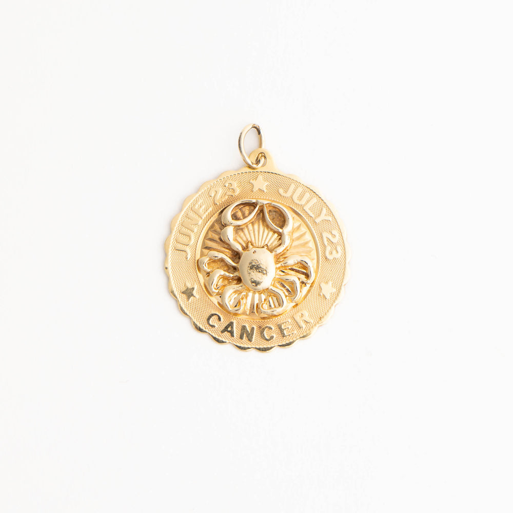 
                  
                    vintage 14k gold cancer zodiac pendant - scalloped edge crab design
                  
                