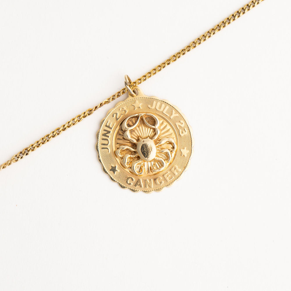 
                  
                    vintage 14k gold cancer zodiac pendant - scalloped edge crab design
                  
                