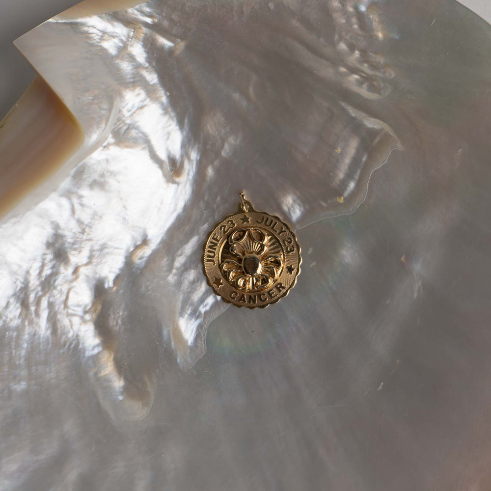 
                  
                    vintage 14k gold cancer zodiac pendant - scalloped edge crab design
                  
                