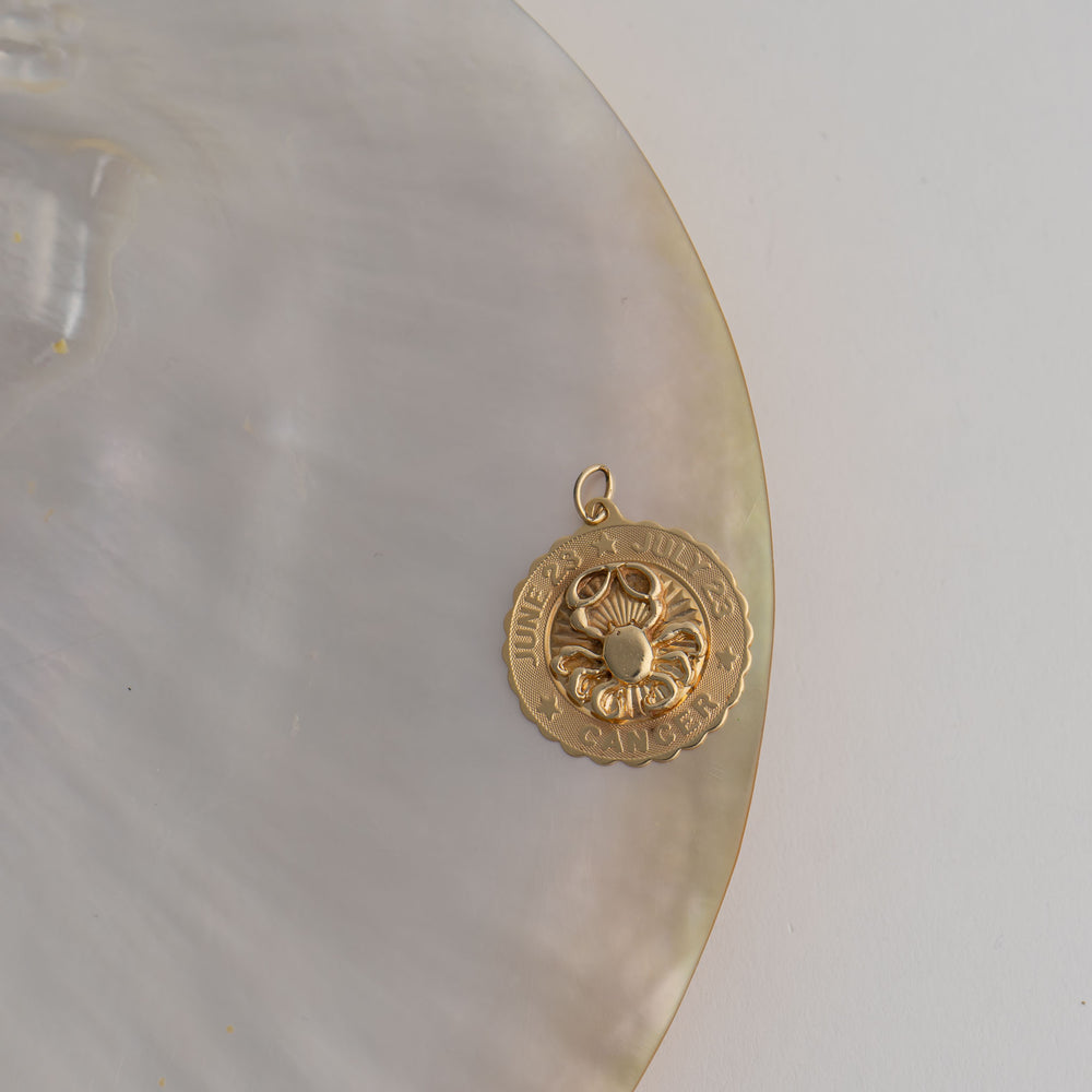 
                  
                    vintage 14k gold cancer zodiac pendant 
                  
                
