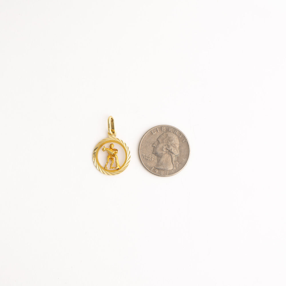 
                  
                    vintage 14k gold aquarius round pendant 
                  
                
