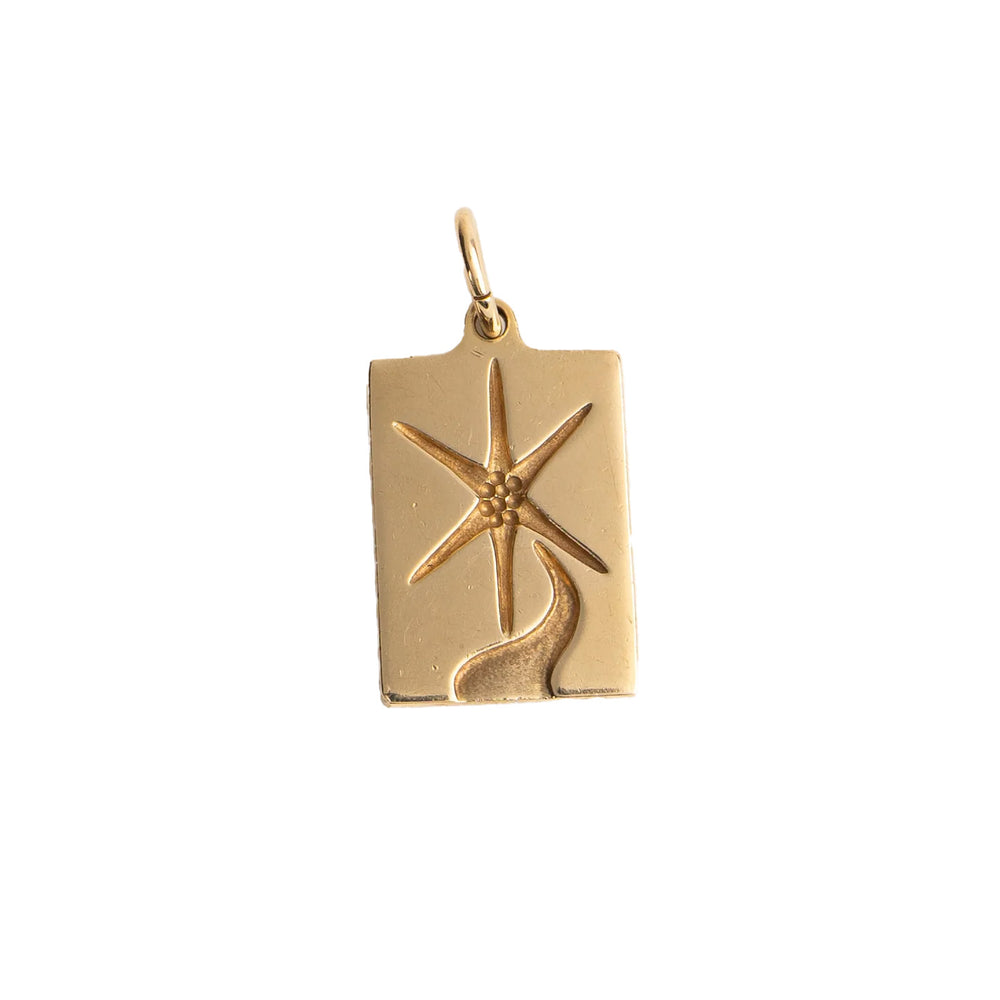 vintage 14k yellow gold rectangle star pendant