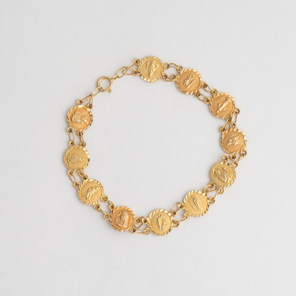 
                  
                     vintage 14k gold catholic saints charm medallion bracelet

                  
                