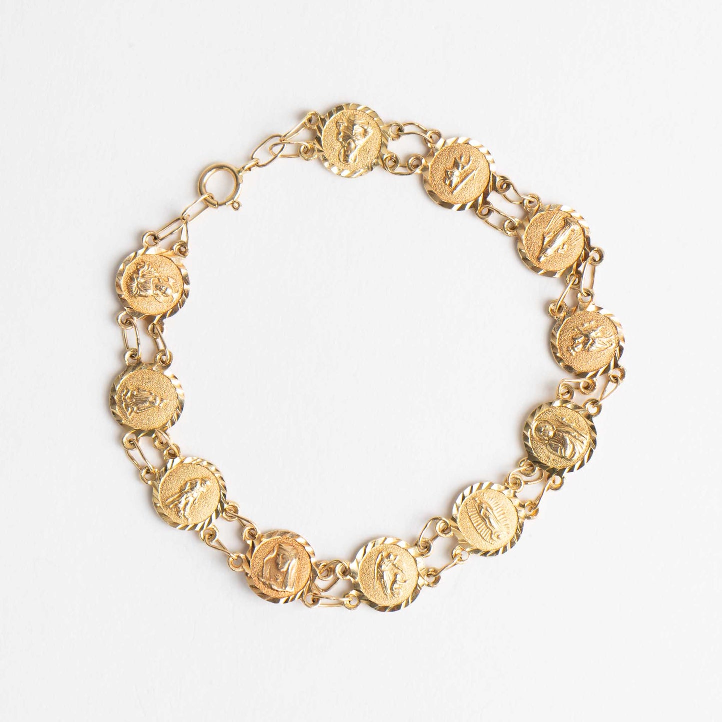  vintage 14k gold catholic saints medallion bracelet
