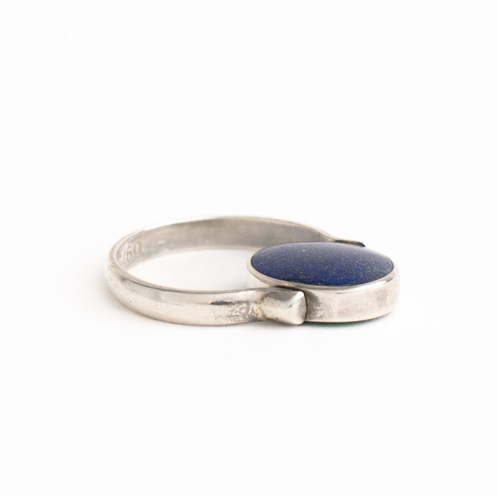 
                  
                    vintage sterling silver malachite and lapis reversible ring 
                  
                