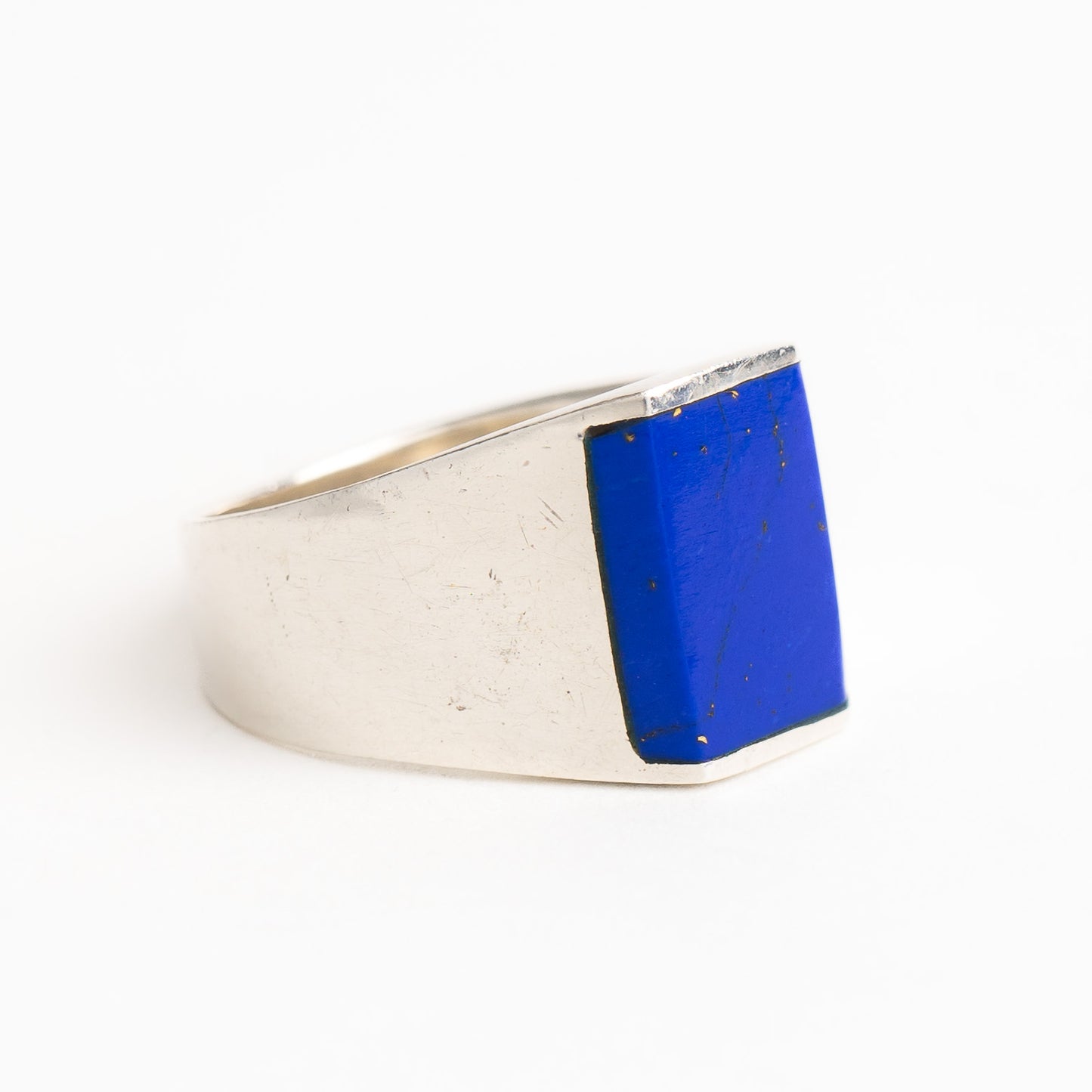 vintage sterling silver lapis statement ring - size 12.5