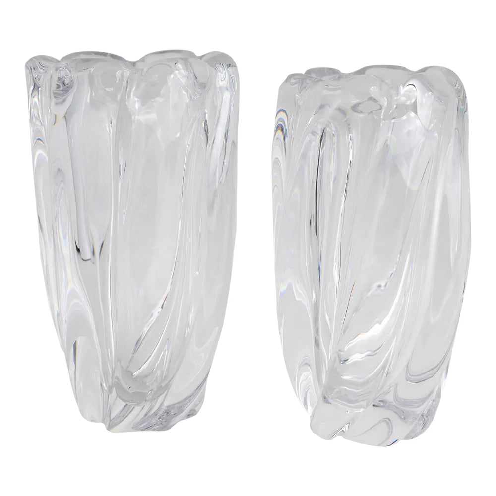 
                  
                    Vintage Orrefors Crystal Tall Waterfall Vase by Edvin Ohrstrom - A Pair
                  
                