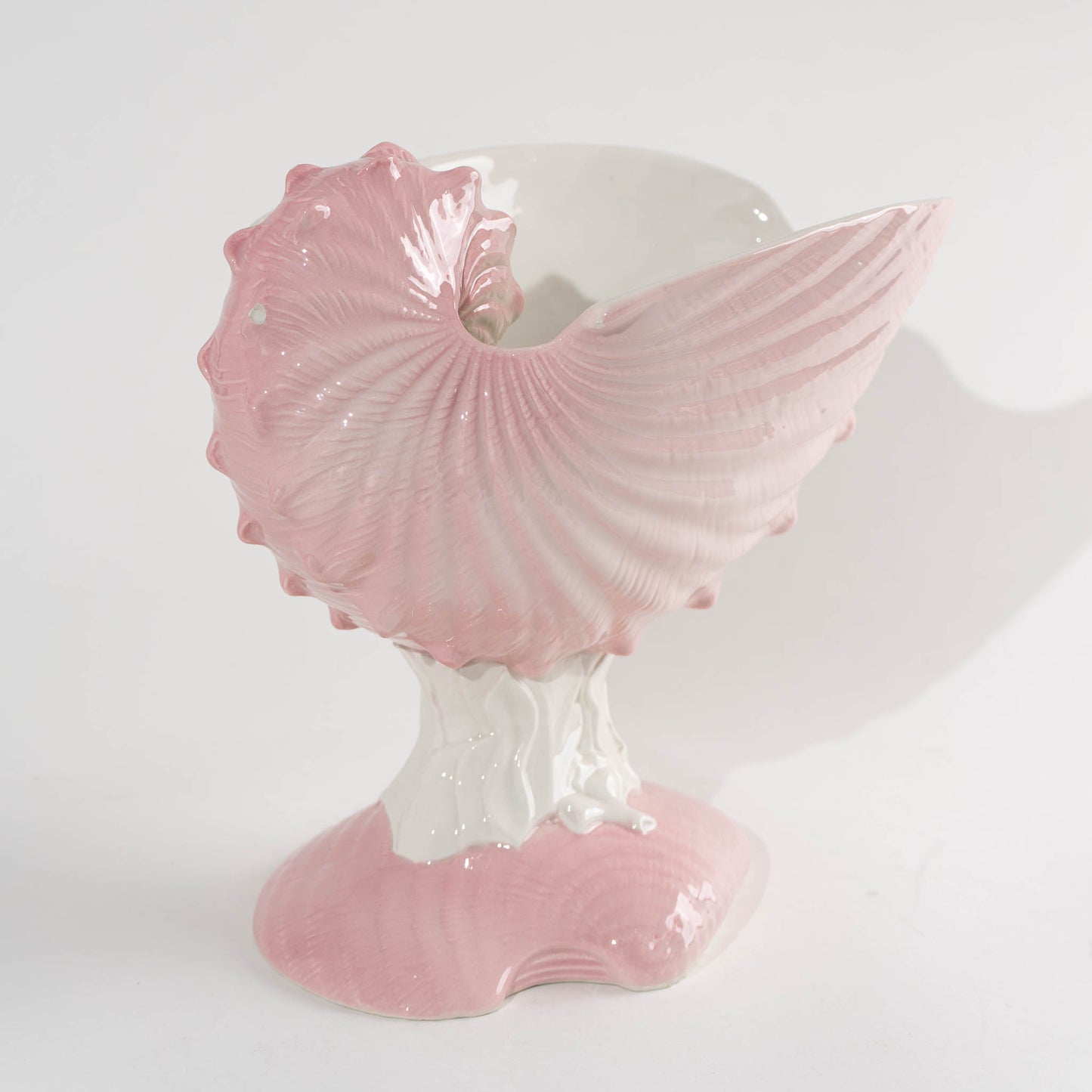 Vintage Italian Majolica Ceramic Sea Shell Vase