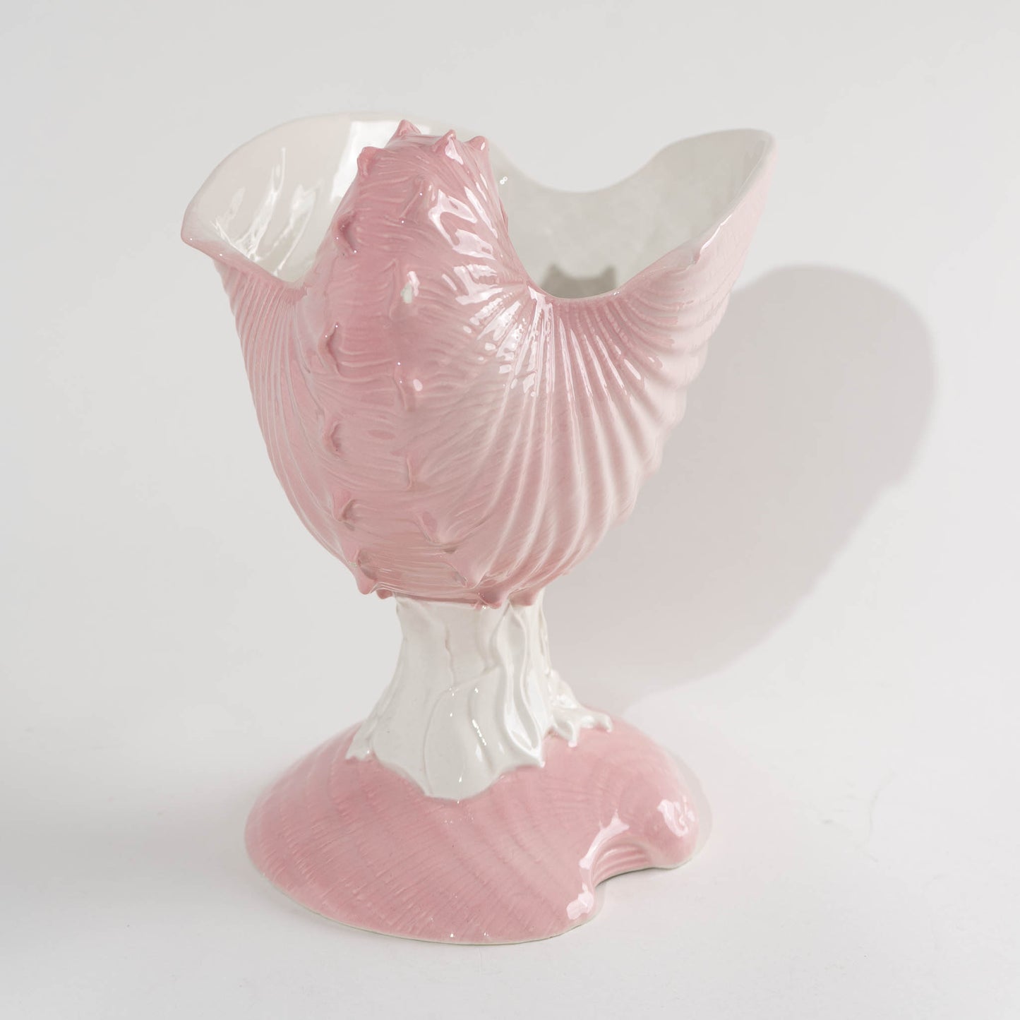 Vintage Italian Majolica Ceramic Sea Shell Vase