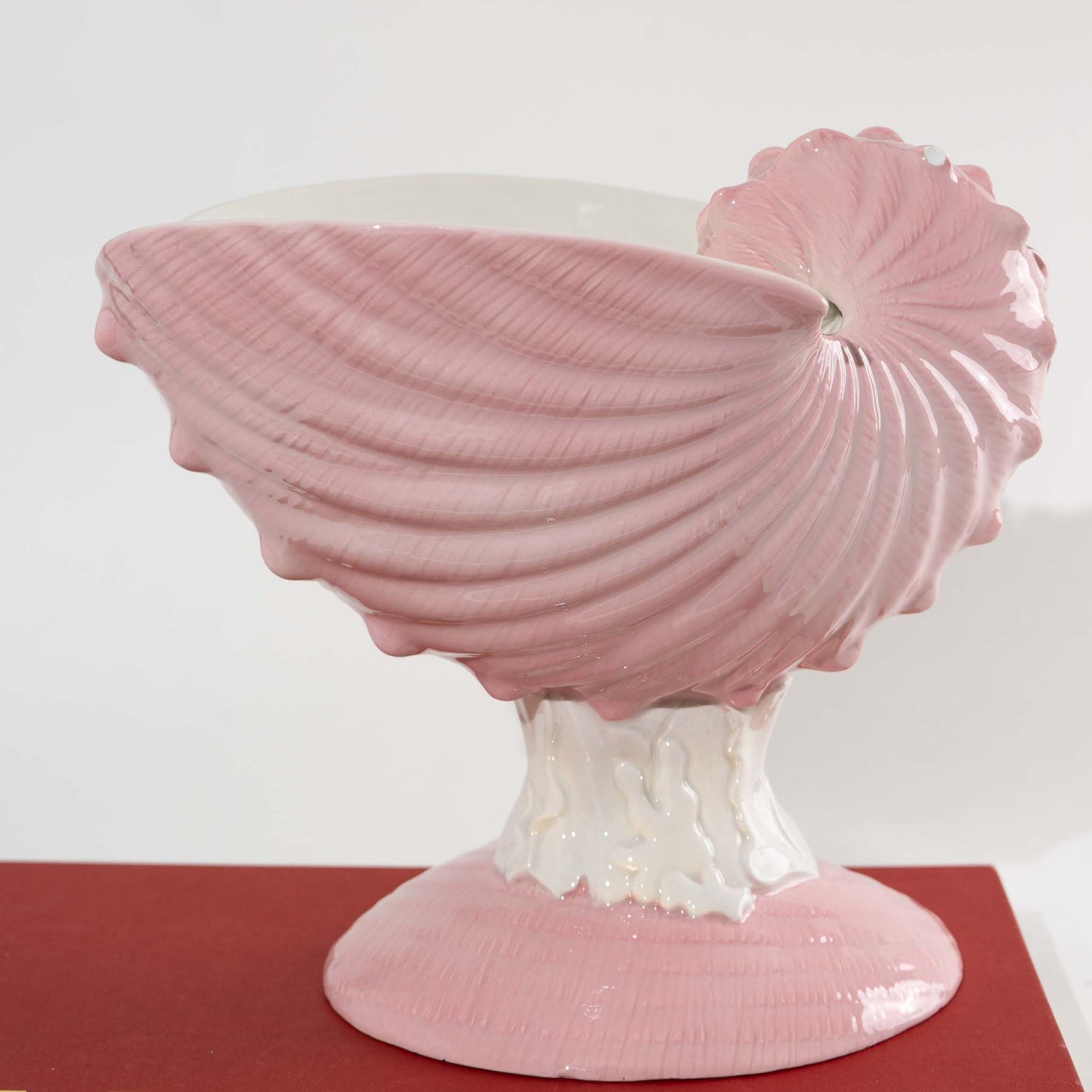 Vintage Italian Majolica Ceramic Sea Shell Vase - 1970s decor