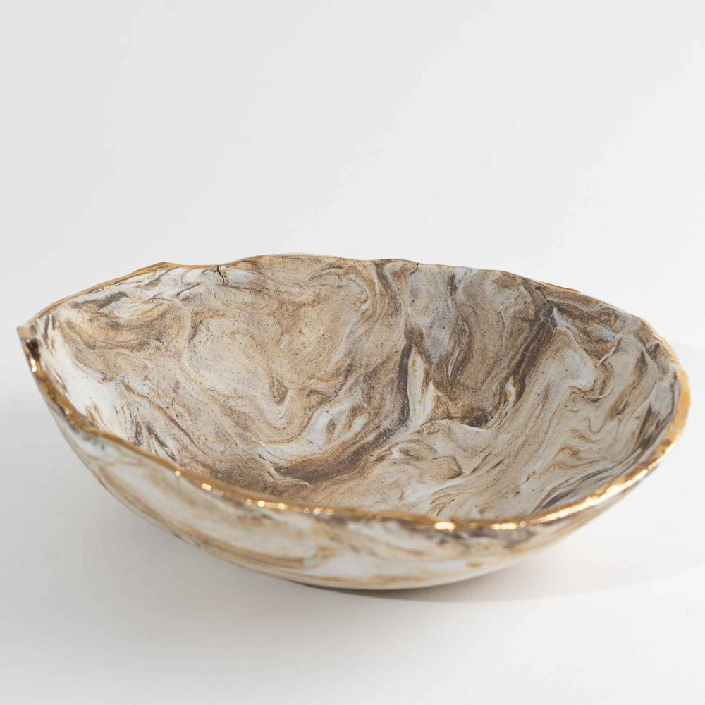 
                  
                    Vintage Studio Art Pottery Bowl with Gold Edge - B holzke 
                  
                