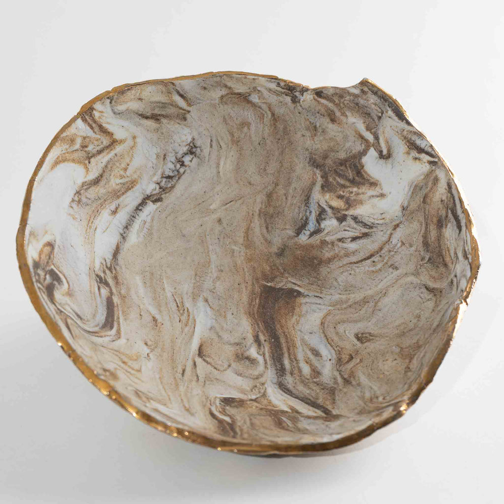 
                  
                    Vintage Studio Art Pottery Bowl with Gold Edge - B holzke 
                  
                