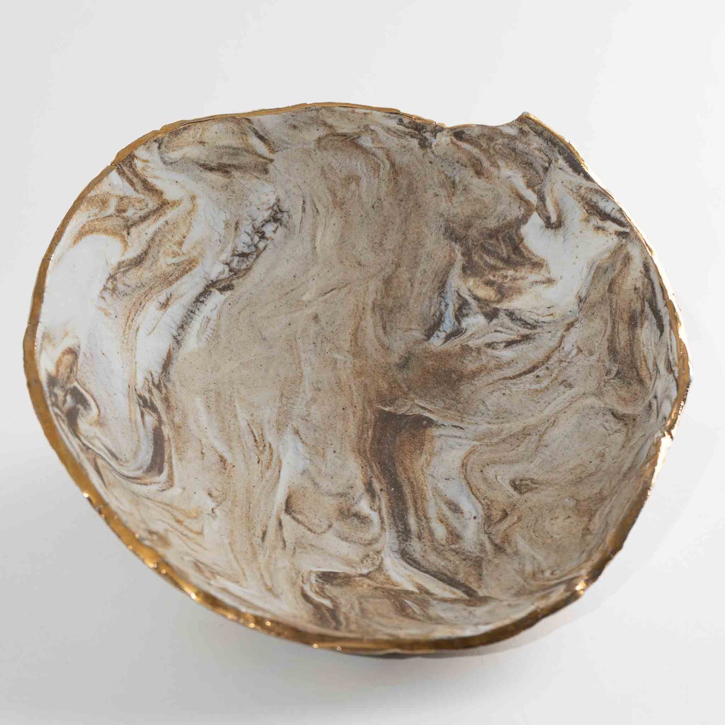 Vintage Studio Art Pottery Bowl with Gold Edge - B holzke 