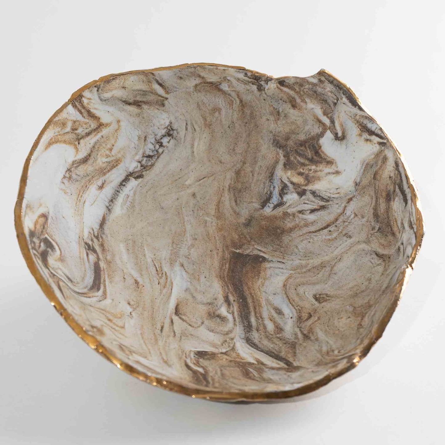 Load image into Gallery viewer, Vintage Studio Art Pottery Bowl with Gold Edge - B holzke 
