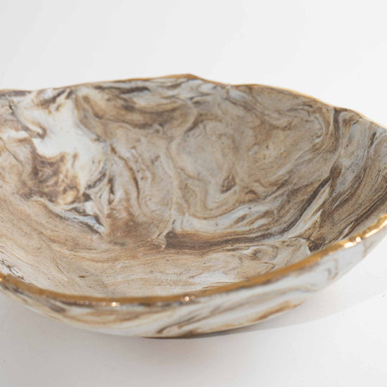 Load image into Gallery viewer, Vintage Studio Art Pottery Bowl with Gold Edge - B holzke 
