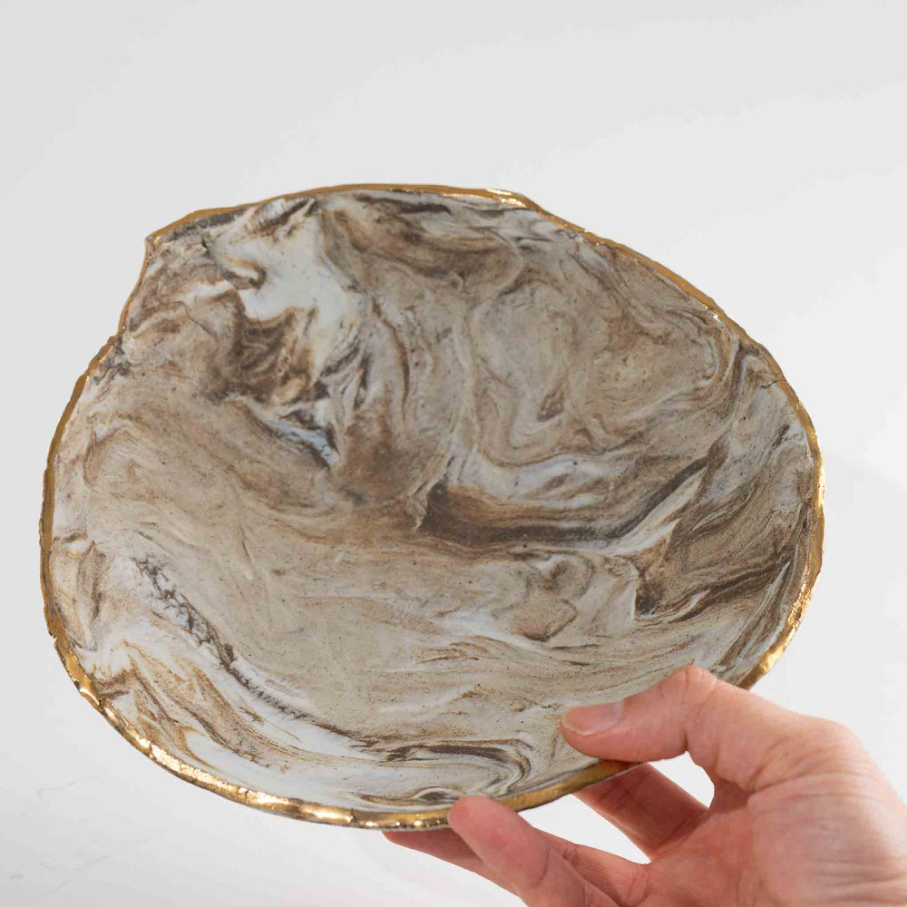 
                  
                    Vintage Studio Art Pottery Bowl with Gold Edge - B holzke 
                  
                