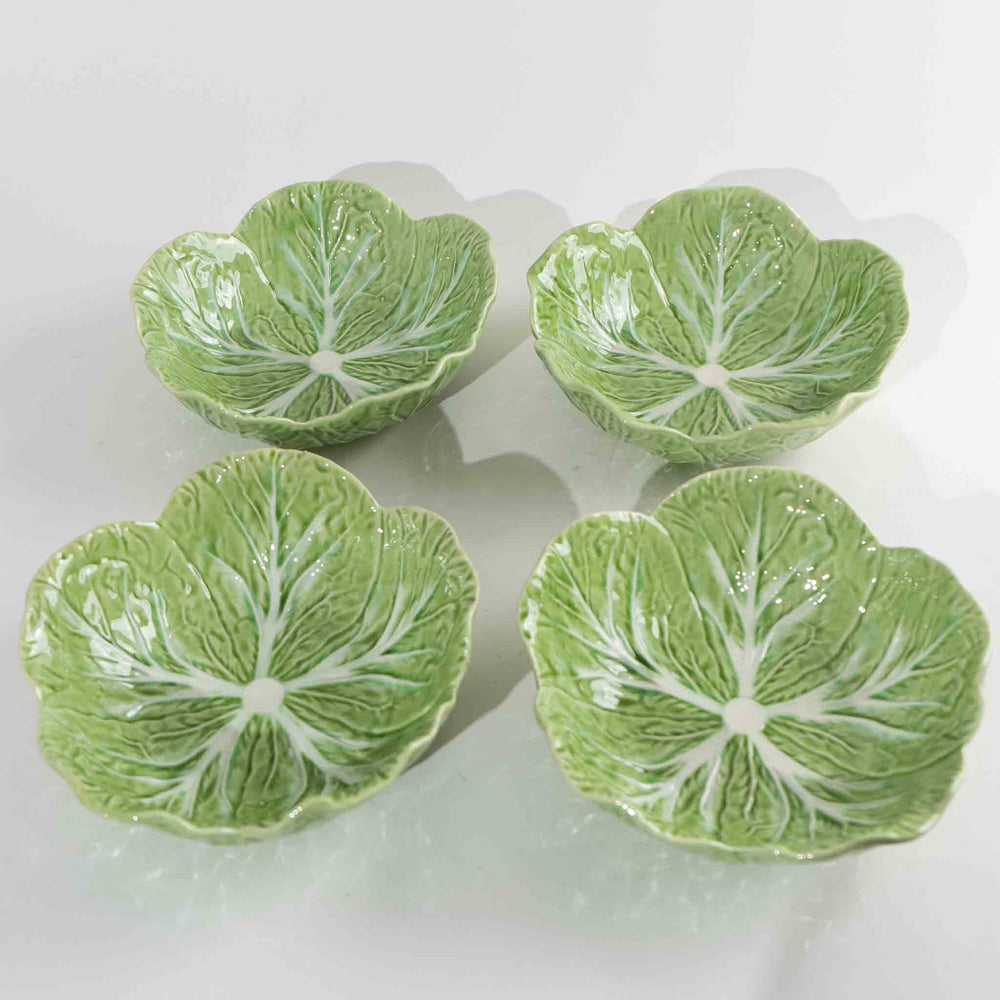 
                      
                        Vintage Majolica Green  Cabbage Lettuce Salad Bowls & Salt and Pepper Shakers  - 1970s kitchen
                      
                    