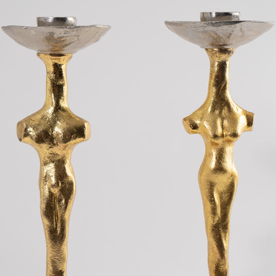 Gold Adam & Eve Candle Holders Brutalist