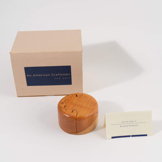 Vintage Crescent Moon Wood Puzzle Jewelry Box - Richard Rothbard  - new old stock 