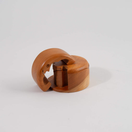 Vintage Crescent Moon Wood Puzzle Jewelry Box
