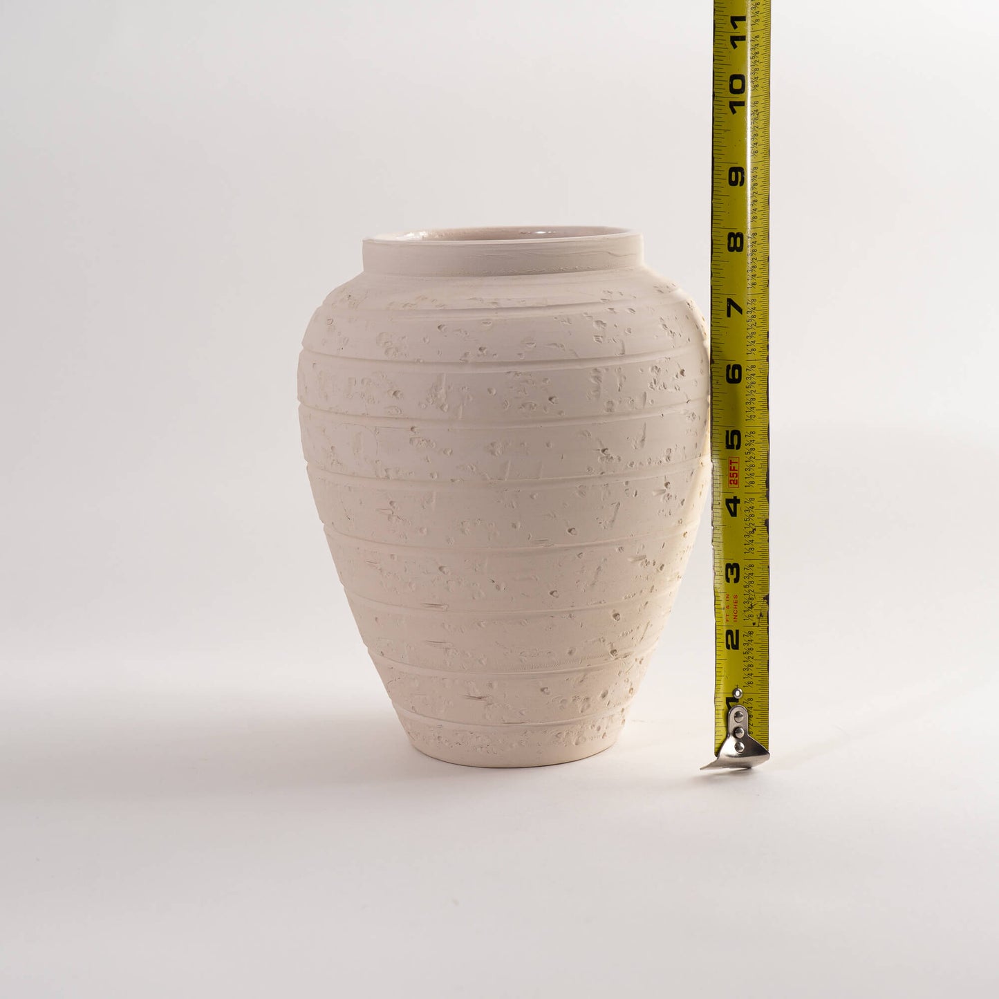 Vintage Italian Ceramic Faux Travertine Stripe Vase