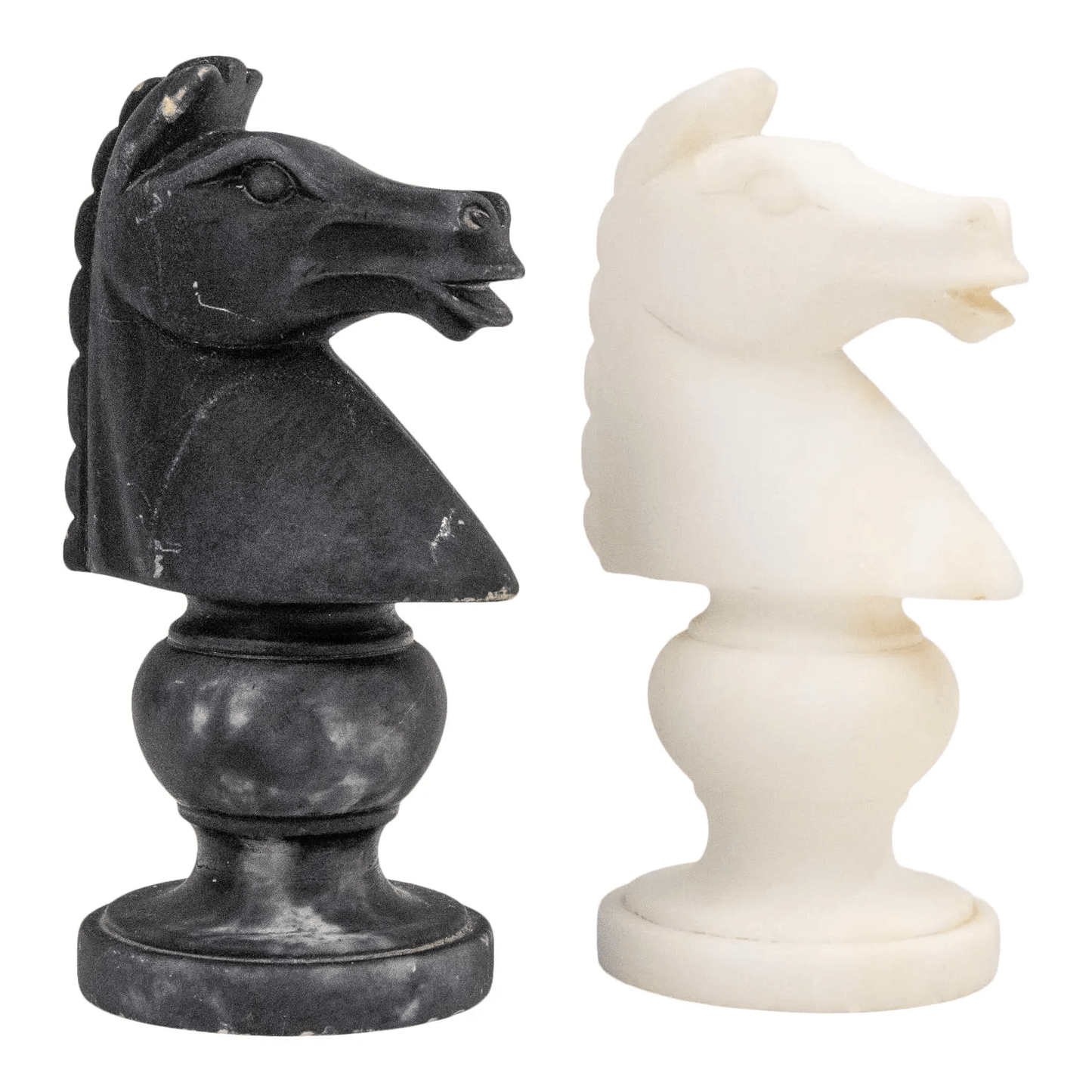 Vintage Oversized Black & White Marble Chess Pieces 