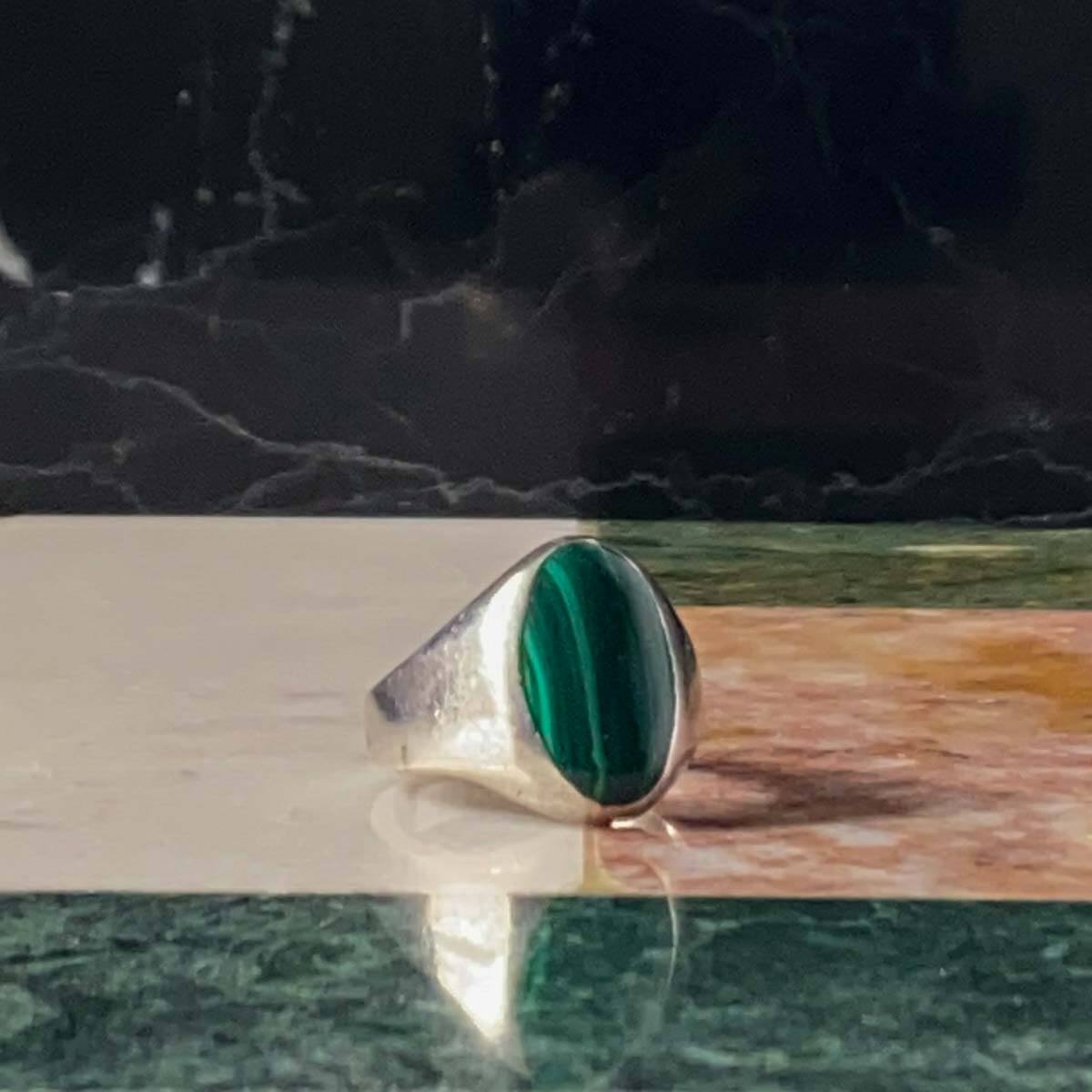 Male Stone Signet Ring in Sterling Silver Art Deco Jewelry | JFM Jade