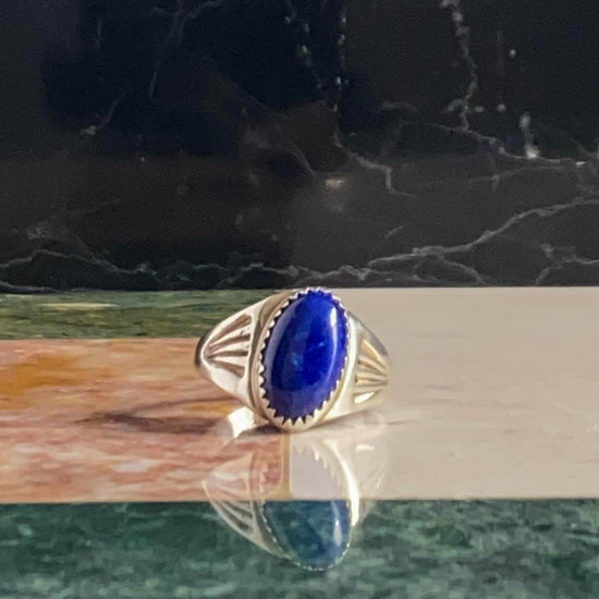 Vintage Lapis Lazuli and Silver Ring - Size 9
